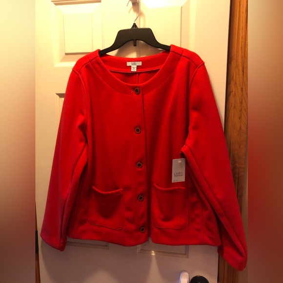 Croft & Barrow collarless knit jacket cardigan NWT Size 1X Plus Sized - Picture 10 of 16